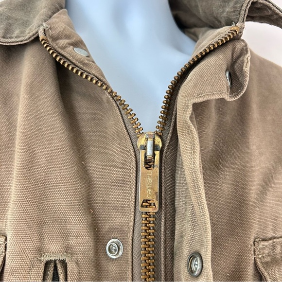 CARHARTT VTG 90s Distressed Canvas Blanket Lined Barn Chore Jacket Brown XL USA - Picture 8 of 16